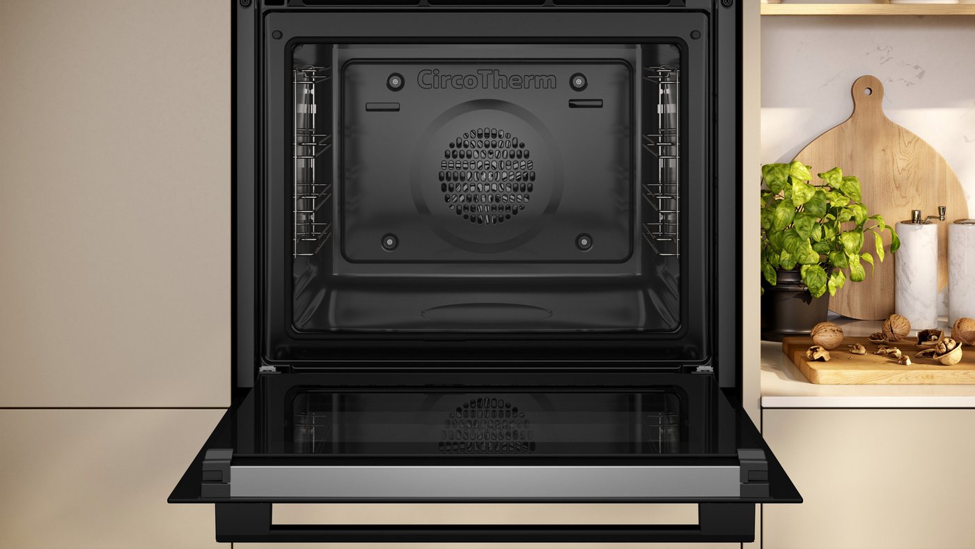 NEFF Pyrolyse Backofen N 30 B2CVG6AK3, mit Teleskopauszug nachrüstbar, Pyrolyse-Selbstreinigung, Knuspriges Base Steam & Pyrolyse-Selbstreinigung – Bild 4 von 5