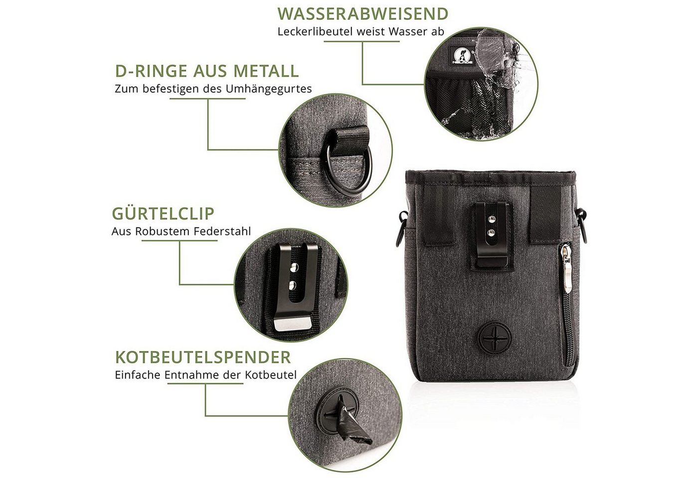NELADE® Leckerlibeutel Futterbeutel Grau – Bild 2 von 5