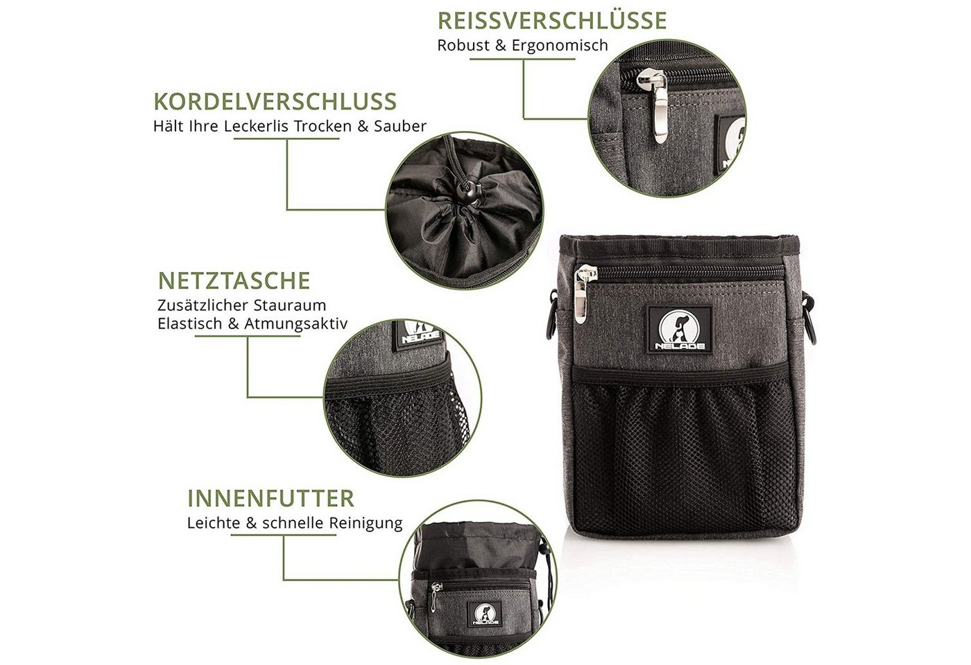 NELADE® Leckerlibeutel Futterbeutel Grau – Bild 3 von 5