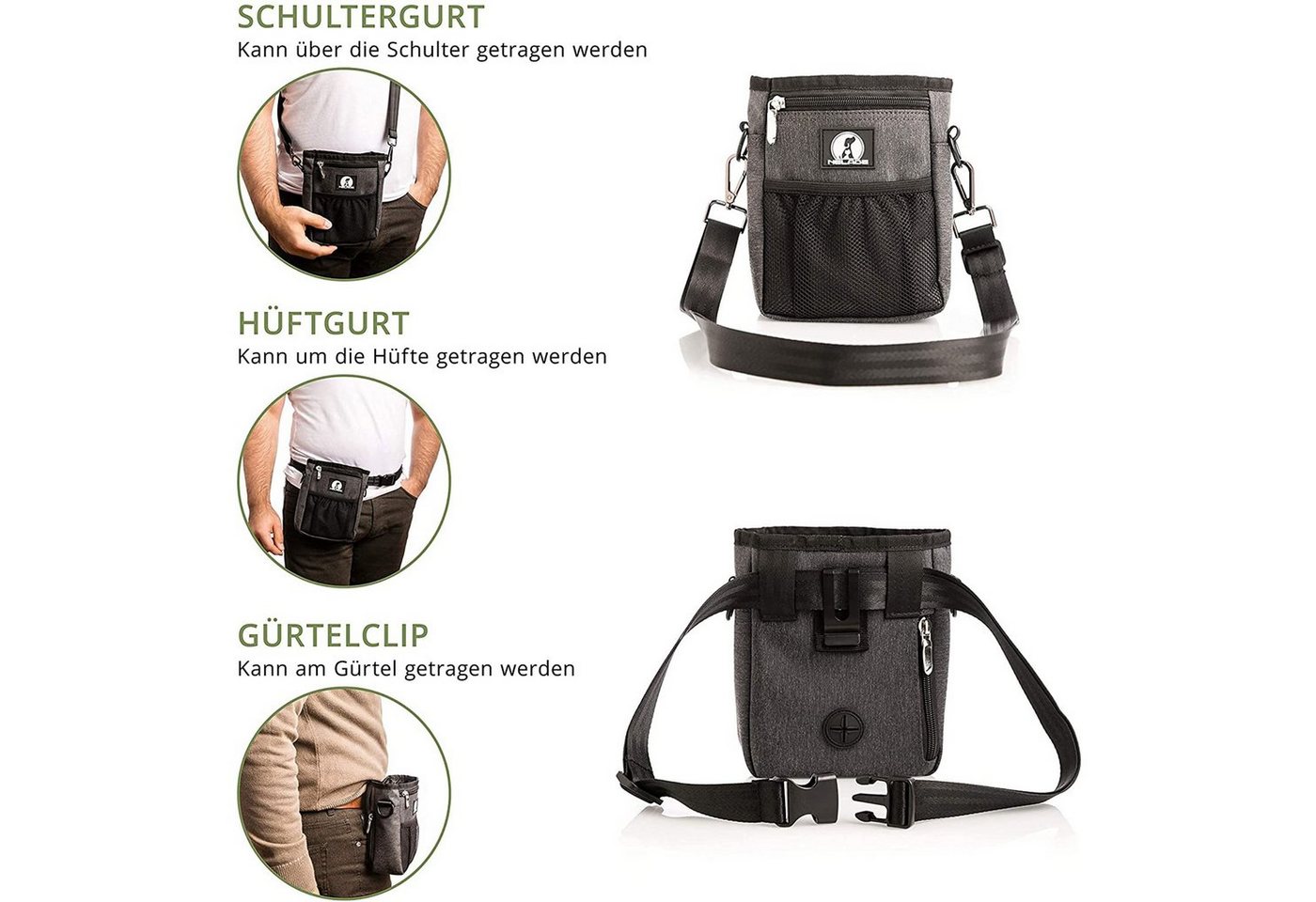 NELADE® Leckerlibeutel Futterbeutel Grau – Bild 4 von 5