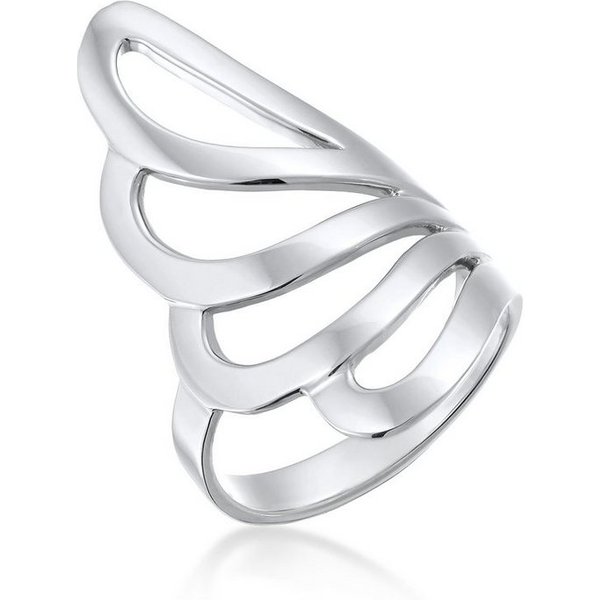 Nenalina Fingerring Basic Wellen Geschwungen Schlicht 925 Silber