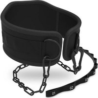 NEOLYMP Dip-Gürtel Dip Gürtel mit Kette, Gurt & 3 Karabinern für Krafttraining Karabiner-System, Kette und Schlaufengurt, ergonomische Rückenform