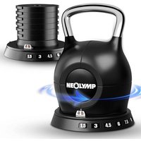NEOLYMP Kettlebell Set 7-in-1 Kettlebell verstellbar, Größe 1,5 - 10 KG in Schwarz