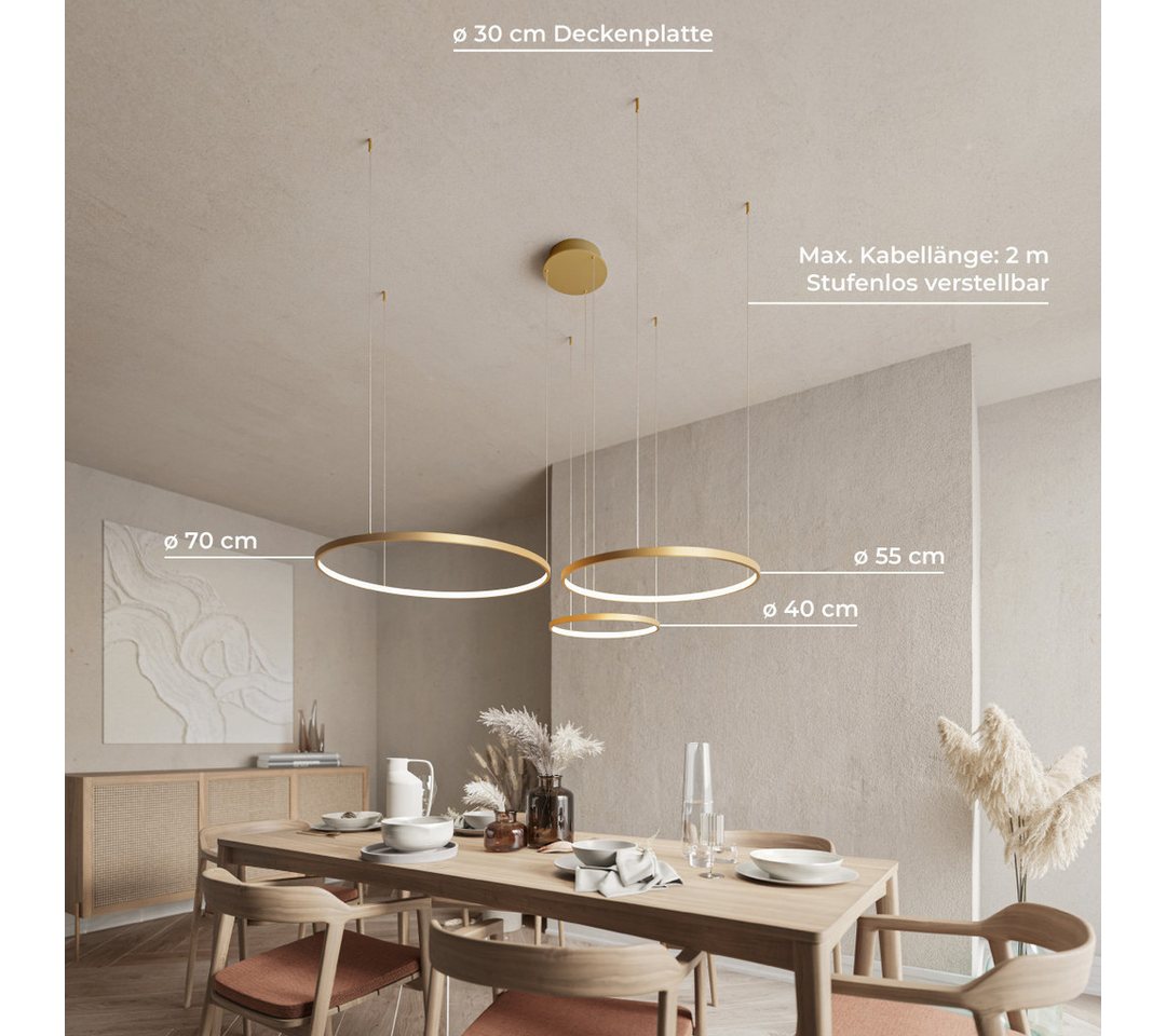 Neona LED Deckenleuchte CAECILIA Gold, Dimmbar per Fernbedienung, mit Memory-Funktion, LED fest integriert, Warm- und Kaltweiß – Bild 2 von 5