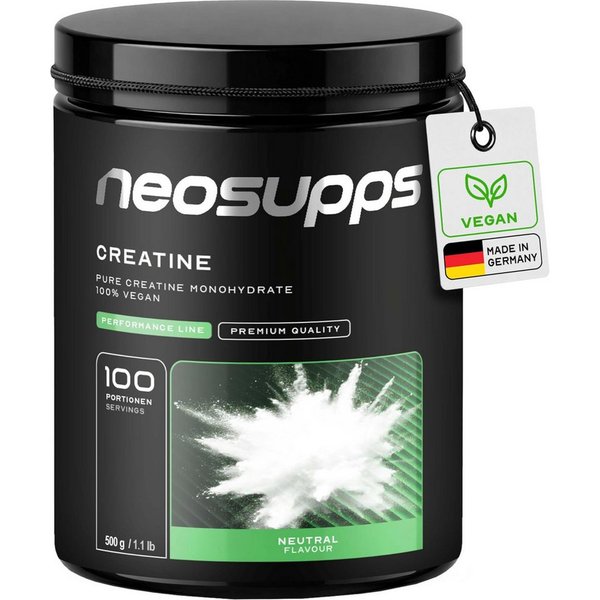 Neosupps Creatin Monohydrat Pulver 500g, 100 % reines Kreatin ohne Zusatzstoffe Pulver, 500 g, Ideal für Schnellkrafttraining & körperliche Leistung im Sport, V