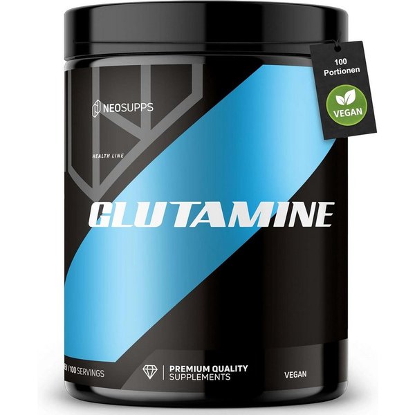Neosupps L-Glutamin Pulver, Geschmacksneutral, Post Workout, Vegan & 100% Rein Pulver, Pures L-Glutamine Hochdosiert & ohne Zusatzstoffe, Made in Germany