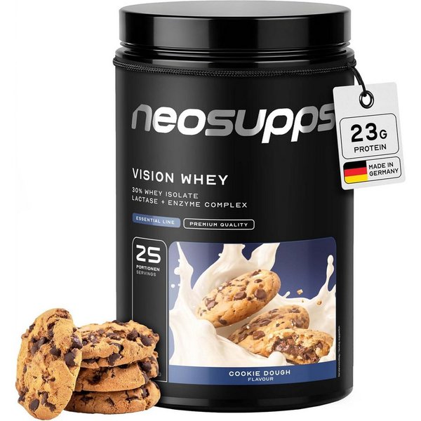 Neosupps Whey Protein Pulver Cookie Dough 750g, Proteinpulver, Proteinshake Pulver, 750 g, Protein zum Muskelaufbau mit geprüfter Qualität, Made in Germany