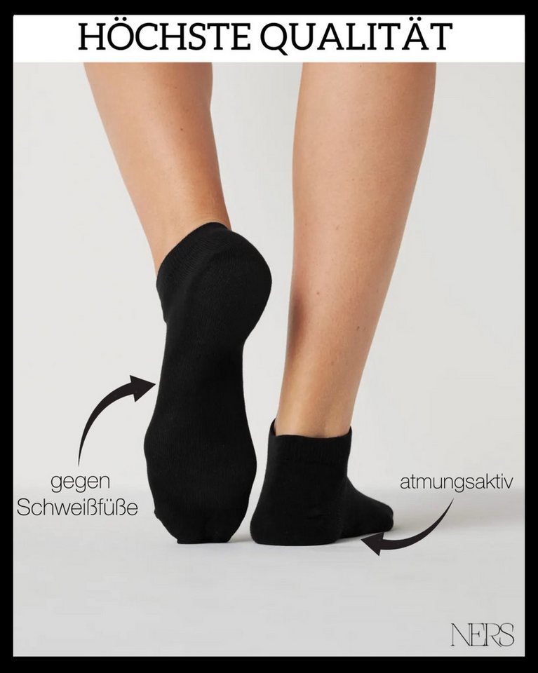 NERS Sneakersocken aus Baumwolle, für Damen & Herren, ohne Naht im Zehenbereich (Spar-Set, 20-Paar) Kein Verrutschen, mit Komfortbund, atmungsaktiv, für Alltag  – Bild 5 von 5