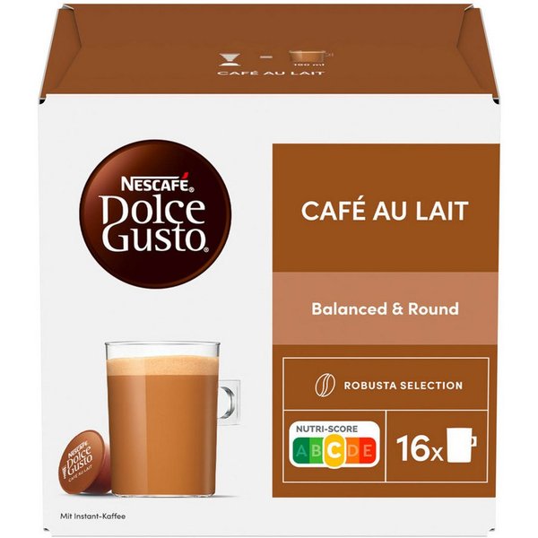 NESCAFE Kaffee, Nescafe Dolce Gusto Cafe Au Lait 16 Pods für vollen Kaffeegenuss 160g