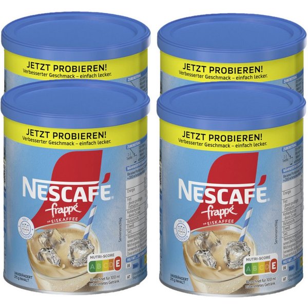 NESCAFE Kaffee, Nescafe frappe Eiskaffee erfrischende Kaffeemischung 275g 4er Pack