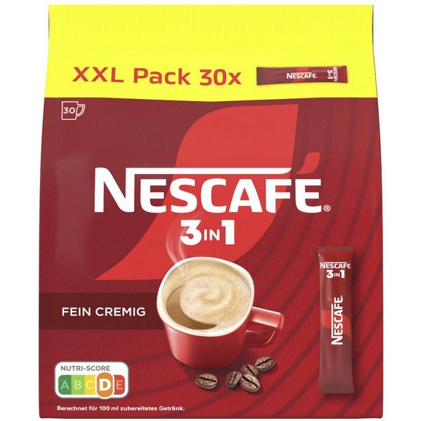 NESCAFE Kaffee, Nescafe 3in1 XXL Pack Instantkaffee 30 Sticks á 15,5 g Packung 465g