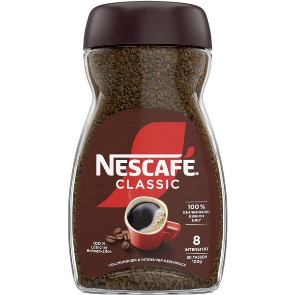 NESCAFE Kaffee, Nescafe Classic Instant Löslicher Bohnenkaffee Packung 100g