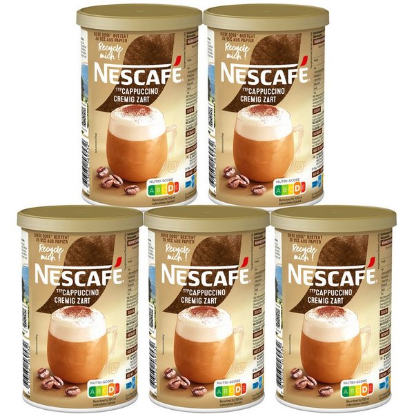 NESCAFE Kaffee, Nescafe Cappuccino cremiger Geschmack mit Bohnenkaffee 250g 5er Pack