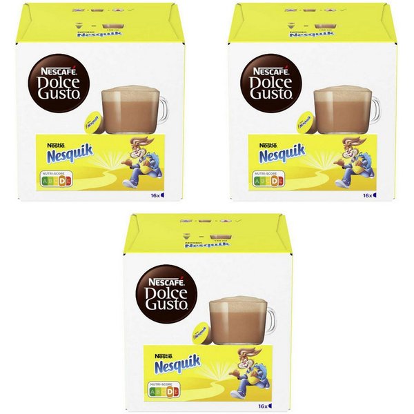 NESCAFE Kakao, Nescafe Dolce Gusto Nesquik Trinkschokolade 16 Kapseln 3er Pack