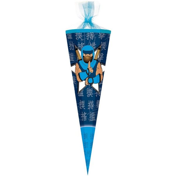 Nestler Schultüte NINJA BLAU, Zuckertüte 85cm (zum Schulanfang / Einschulung)