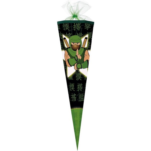 Nestler Schultüte NINJA GRÜN, Zuckertüte 85cm (zum Schulanfang / Einschulung)