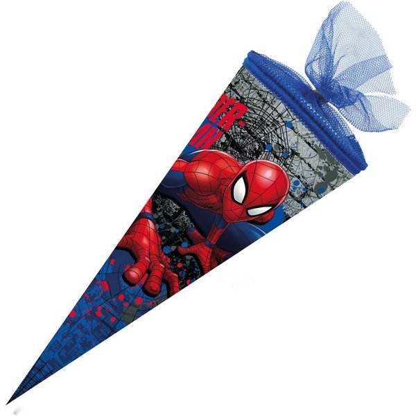 Nestler Schultüte Spider-Man 2018, 22 cm, rund, mit blauem Tüllverschluss