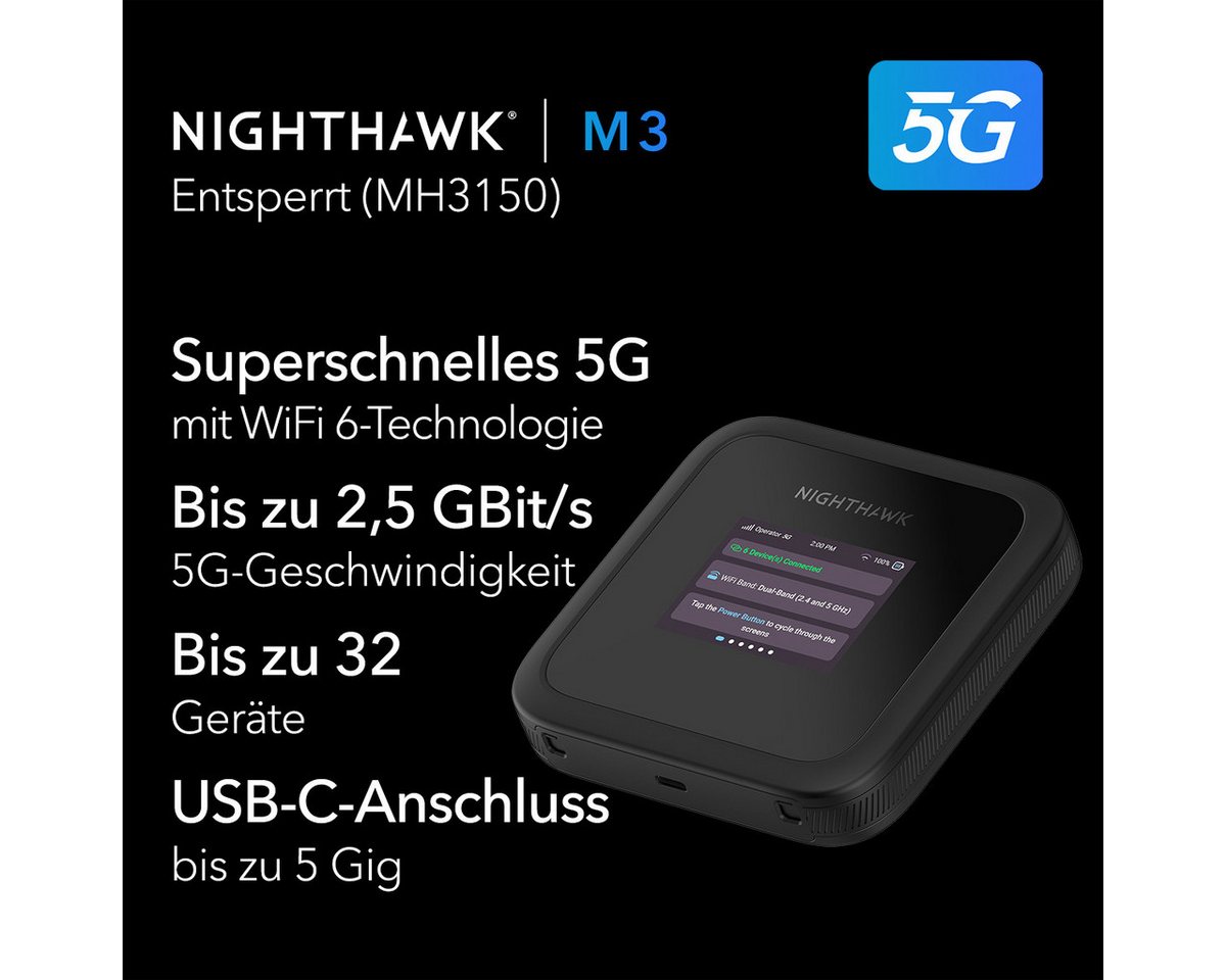 NETGEAR Nighthawk M3 Mobiler Router, Dual-Band WLAN (2,4 GHz & 5 GHz), 750 Mbit/s (AC750) – Bild 5 von 5