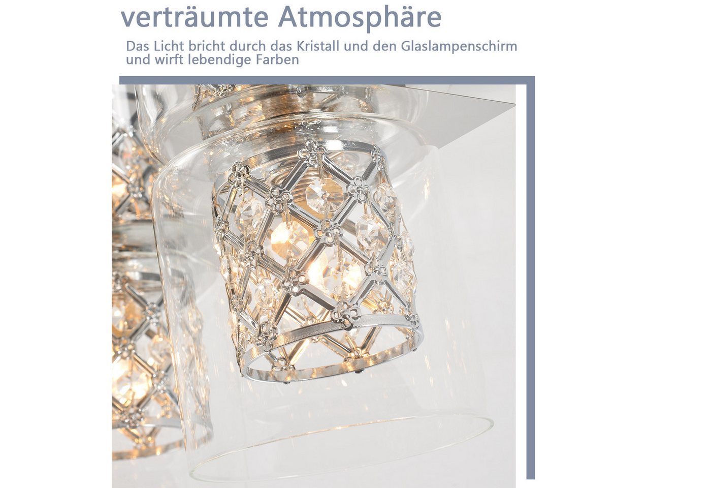 Nettlife Deckenleuchte Kristall Schwarz Deckenlampe Schlafzimmer E27/G9 Modern Wohnzimmer, LED wechselbar, Esszimmer Küchenlampe für Küche Büro – Bild 2 von 5
