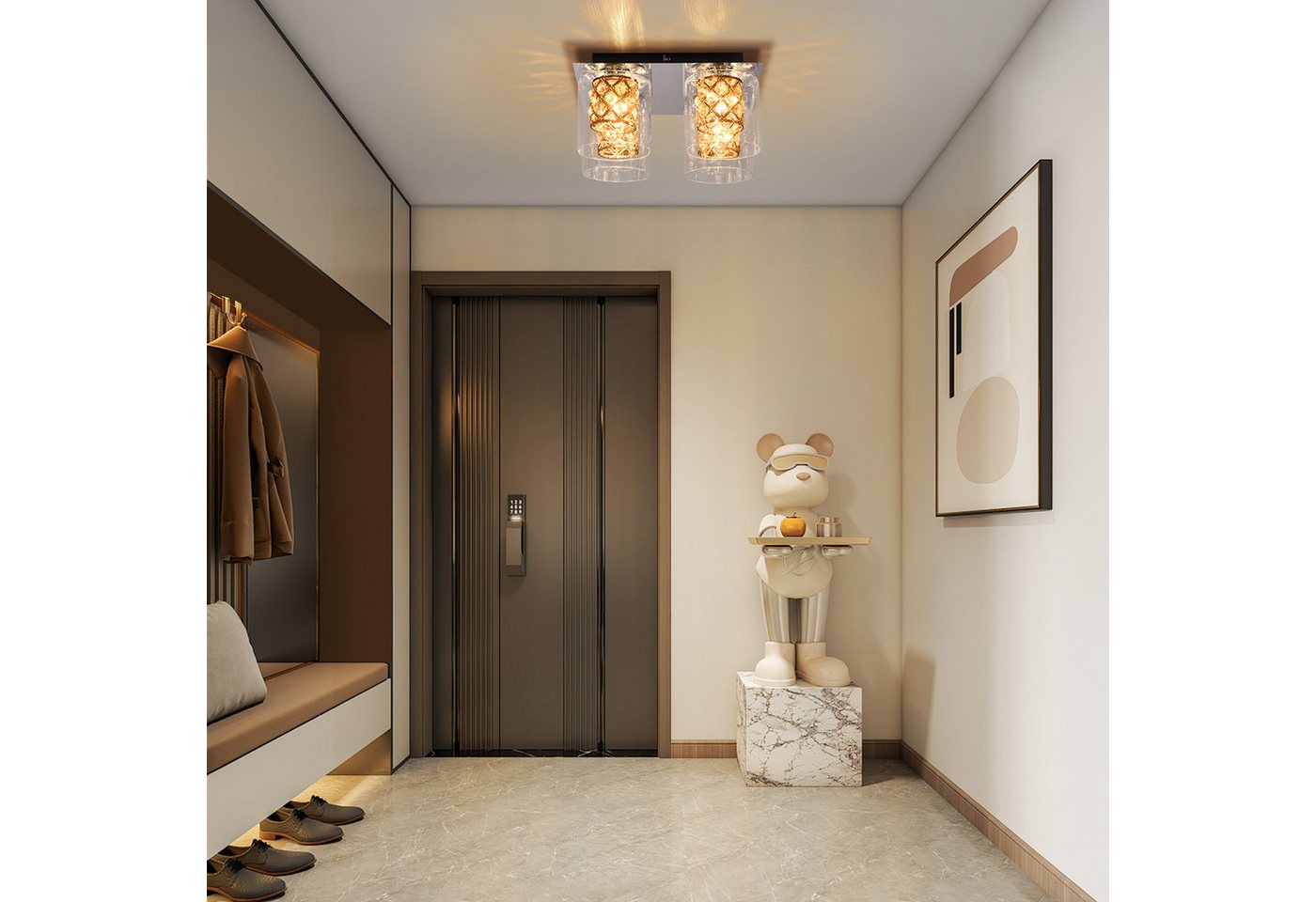 Nettlife Deckenleuchte Kristall Schwarz Deckenlampe Schlafzimmer E27/G9 Modern Wohnzimmer, LED wechselbar, Esszimmer Küchenlampe für Küche Büro – Bild 5 von 5