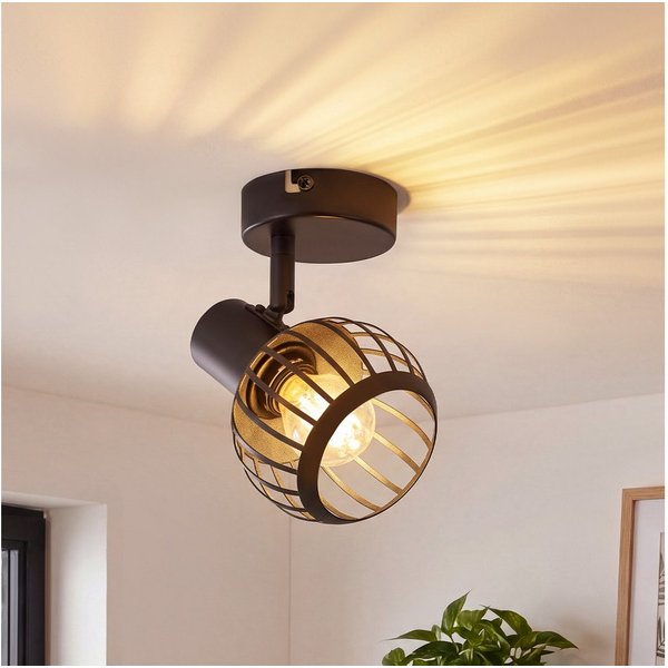 Nettlife Deckenstrahler 1/2/3flammig Schwarz Retro E14 Wandlampe Industrie Deckenspot, ohne Leuchtmittel, Käfiglampe aus Metall Wandspot für Schlafzimmer Flur