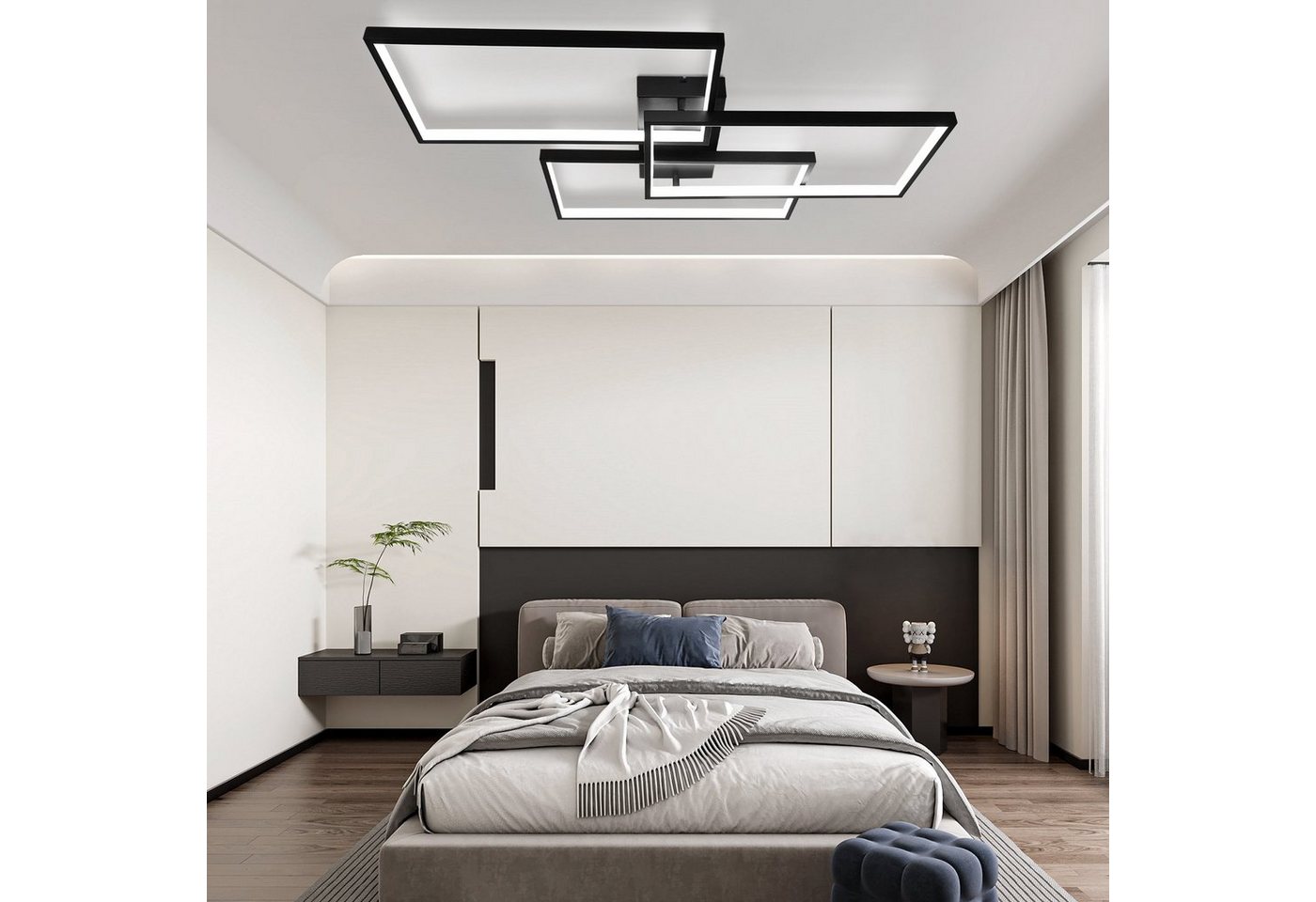 Nettlife LED Deckenleuchte Deckenlampe 80CM Dimmbar mit Fernbedienung 48W, Dimmbar, LED fest integriert, Farbwechsler, Schlafzimmer Kinderzimmer Küche – Bild 2 von 5
