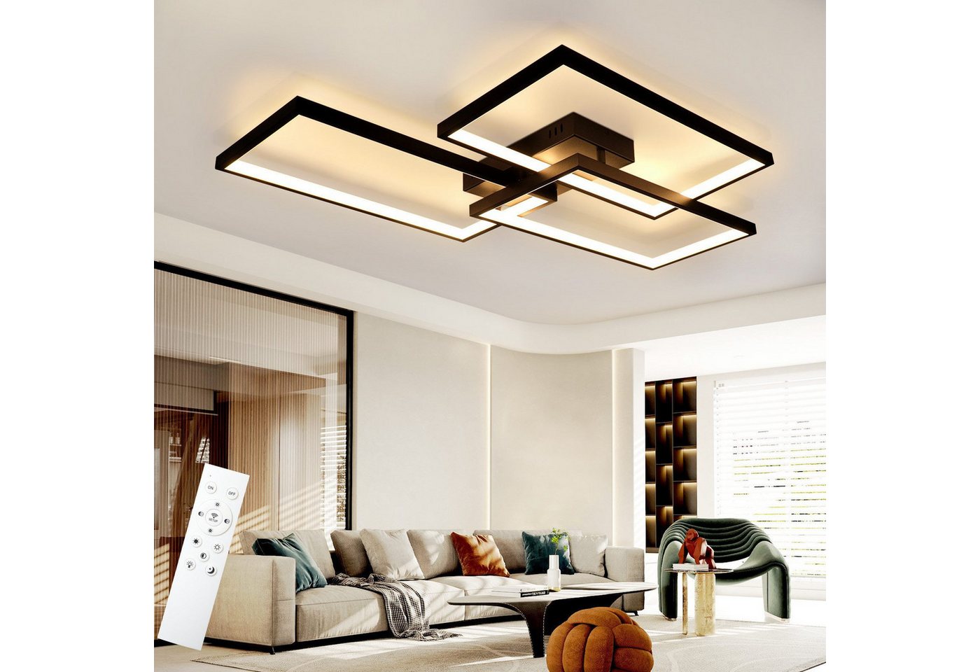 Nettlife LED Deckenleuchte Deckenlampe 80CM Dimmbar mit Fernbedienung 48W, Dimmbar, LED fest integriert, Farbwechsler, Schlafzimmer Kinderzimmer Küche – Bild 3 von 5