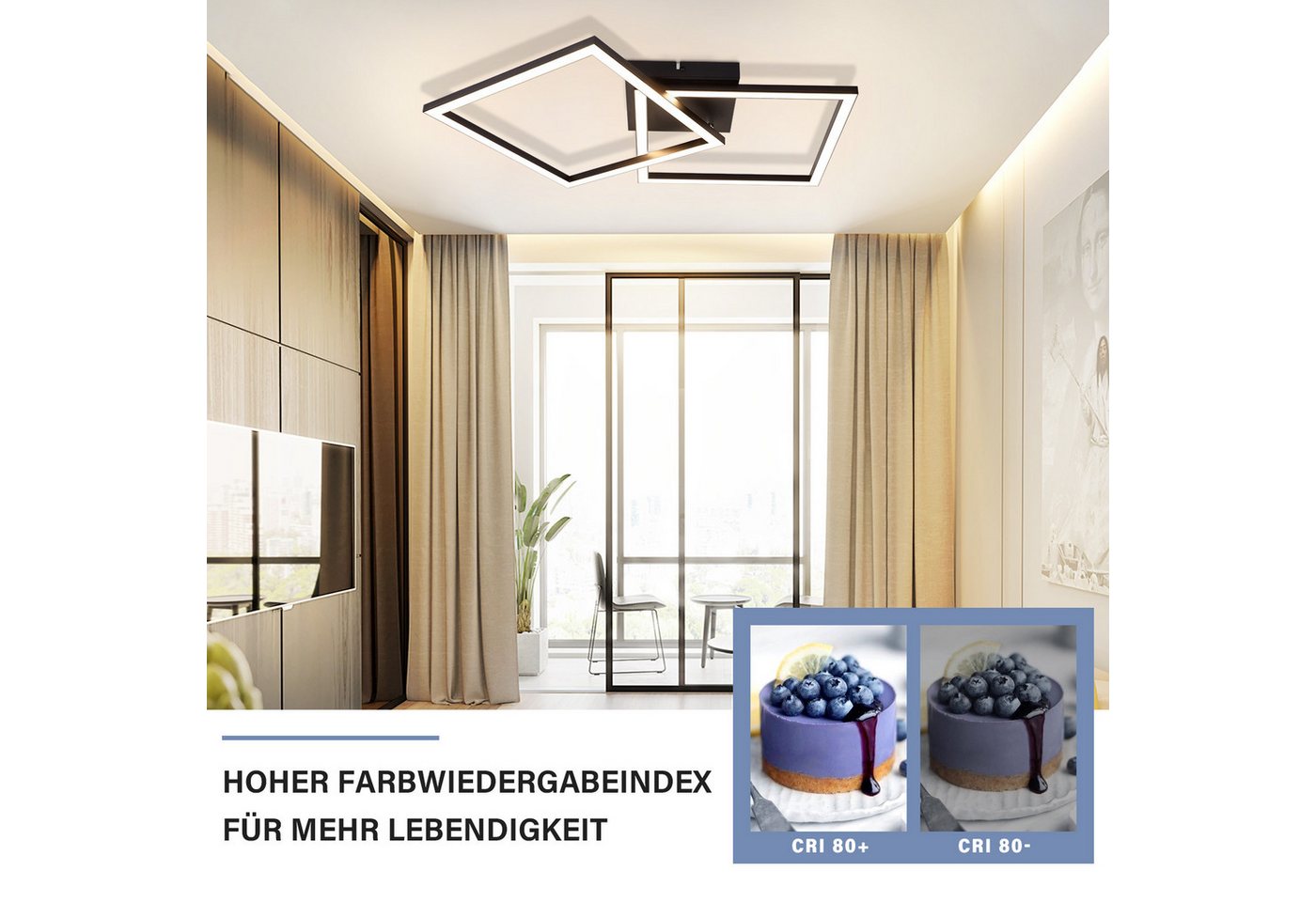 Nettlife LED Deckenleuchte Deckenleuchte Eckig Modern 3000K Warmweiß, LED fest integriert, Warmweiß, für Schlafzimmer Küche Flur Wohnzimmer – Bild 2 von 5