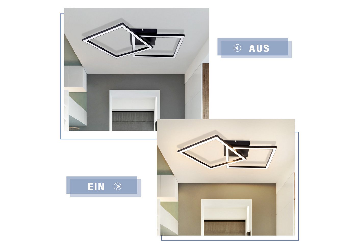 Nettlife LED Deckenleuchte Deckenleuchte Eckig Modern 3000K Warmweiß, LED fest integriert, Warmweiß, für Schlafzimmer Küche Flur Wohnzimmer – Bild 5 von 5