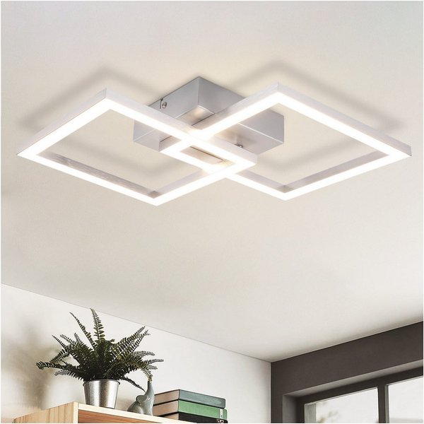 Nettlife LED Deckenleuchte Eckig Silber Modern Schlafzimmer 24W Metall 3000K Warmweiß Flur, LED fest integriert, Deckebeleuchtung für Schlafzimmer Wohnzimmer Es