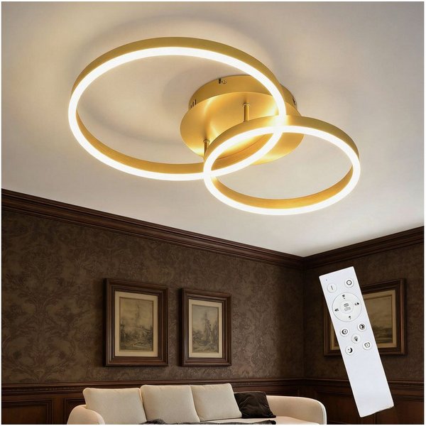 Nettlife LED Deckenleuchte Gold / Silber / Schwarz Wohnzimmerlampe Modernes Dimmbar 59 cm, LED fest integriert, Geeignet für Wohnzimmer, Schlafzimmer, Küche, Es