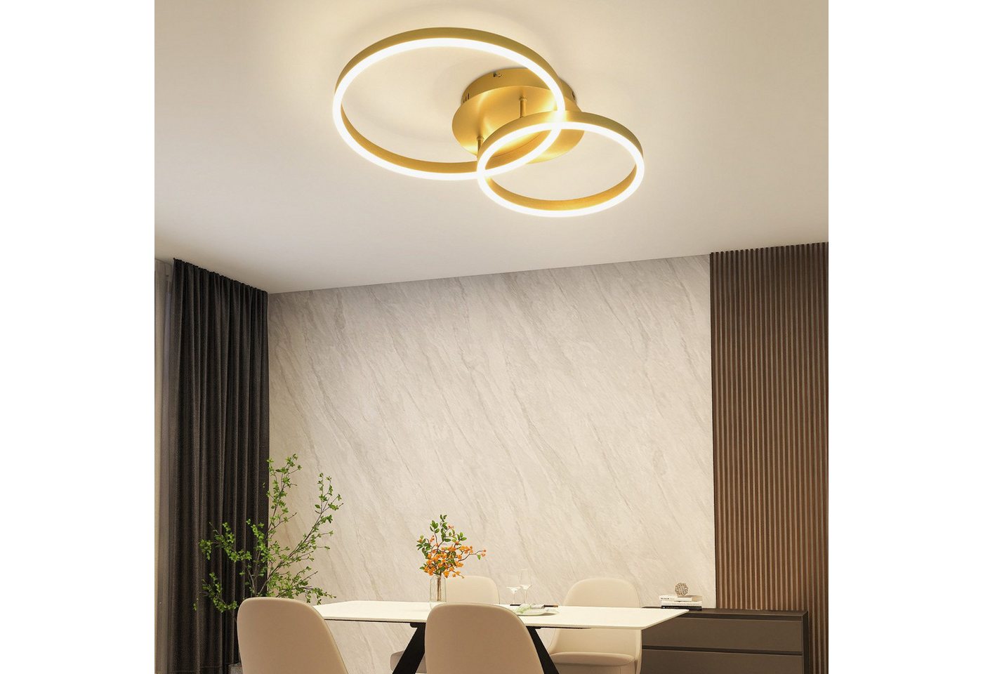 Nettlife LED Deckenleuchte Gold / Silber / Schwarz Wohnzimmerlampe Modernes Dimmbar 59 cm, LED fest integriert, Geeignet für Wohnzimmer, Schlafzimmer, Küche, Es – Bild 5 von 5