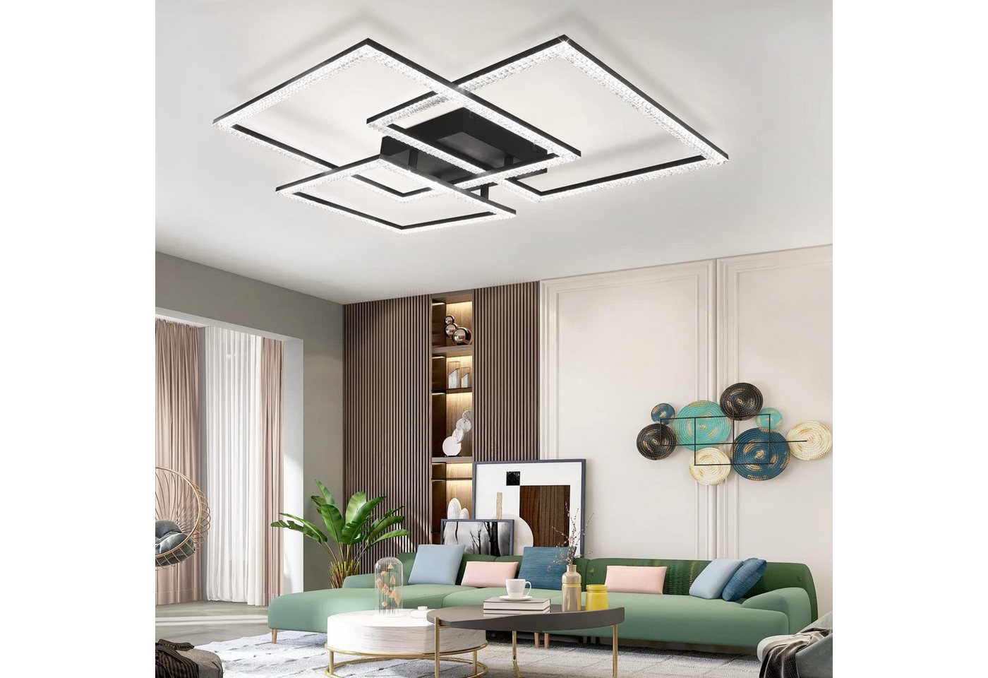 Nettlife LED Deckenleuchte LED Deckenleuchte Drei Quadratisches, LED fest integriert, Warmweiß Neutralweiß Kaltweiß, Schlafzimmer Büro Küche – Bild 2 von 5