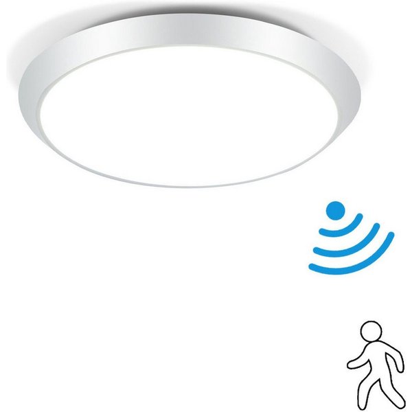 Nettlife LED Deckenleuchte LED Deckenleuchte Sensorlampe Weiß 4000K, IP44, LED fest integriert, Neutralweiß, Flur Keller Balkon Werkstatt
