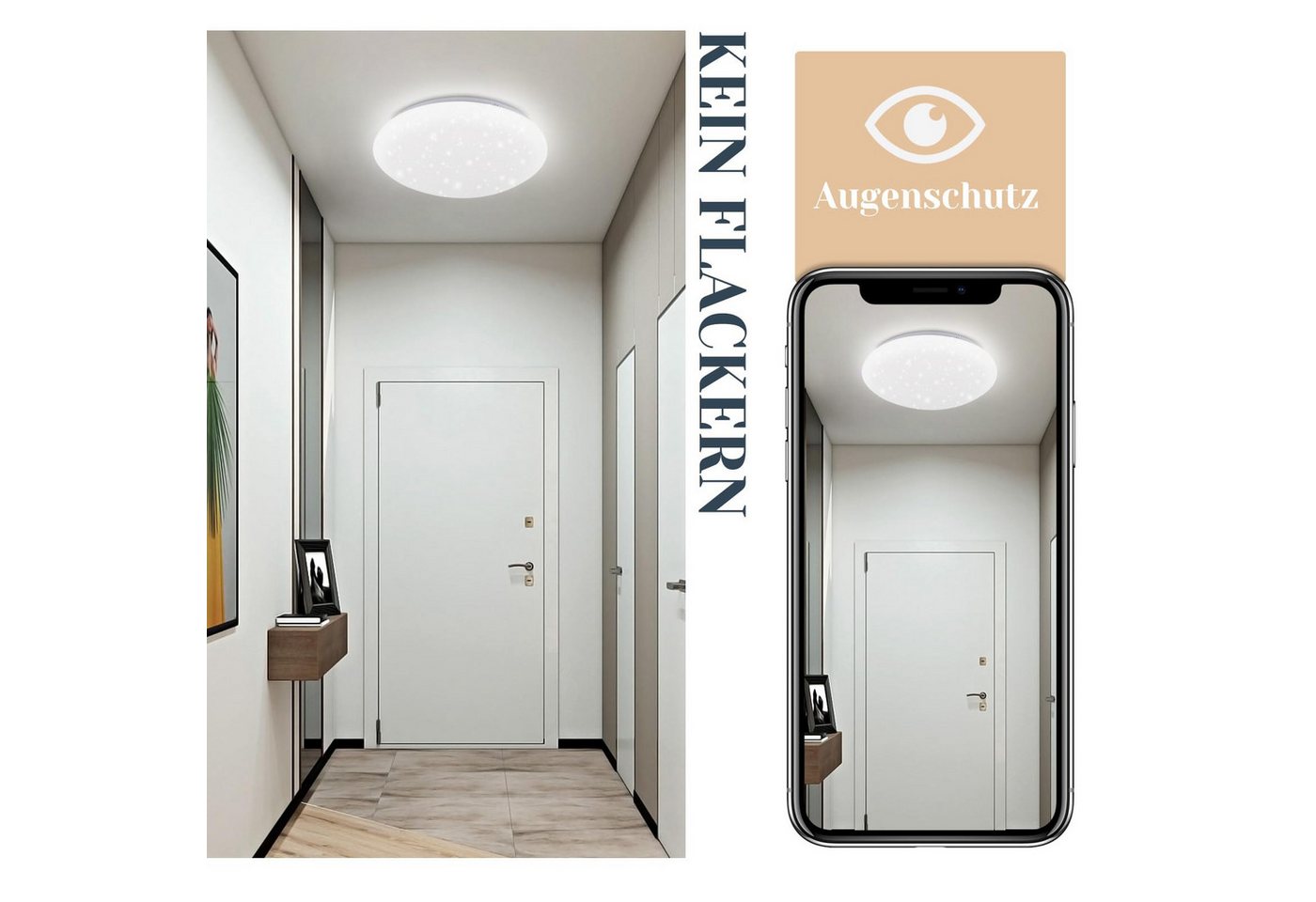 Nettlife LED Deckenleuchte LED Deckenleuchte Sternenhimmel Rund 25cm 12W, Sternenhimmel, LED fest integriert, Küche Deckenbeleuchtung Flurlampe für Kinderzimmer – Bild 2 von 5