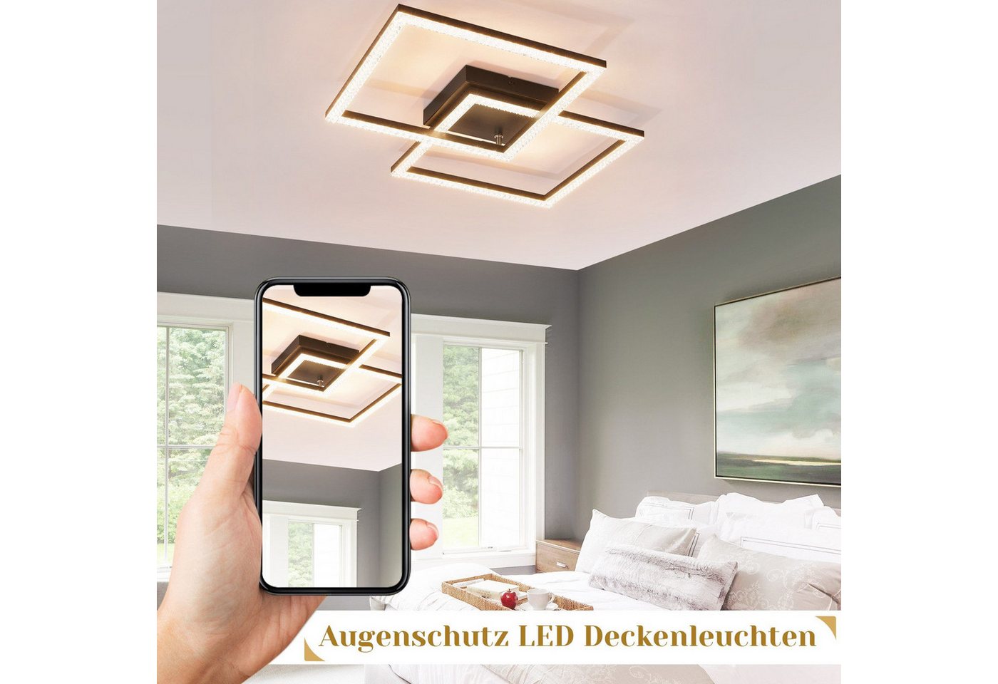 Nettlife LED Deckenleuchte Modern Deckenlampe Wohnzimmerlampe 24W 3000K/4000K, Drehbares, Augenschutz, LED fest integriert, Warmweiß, Schlafzimmer Flur Küche – Bild 4 von 5