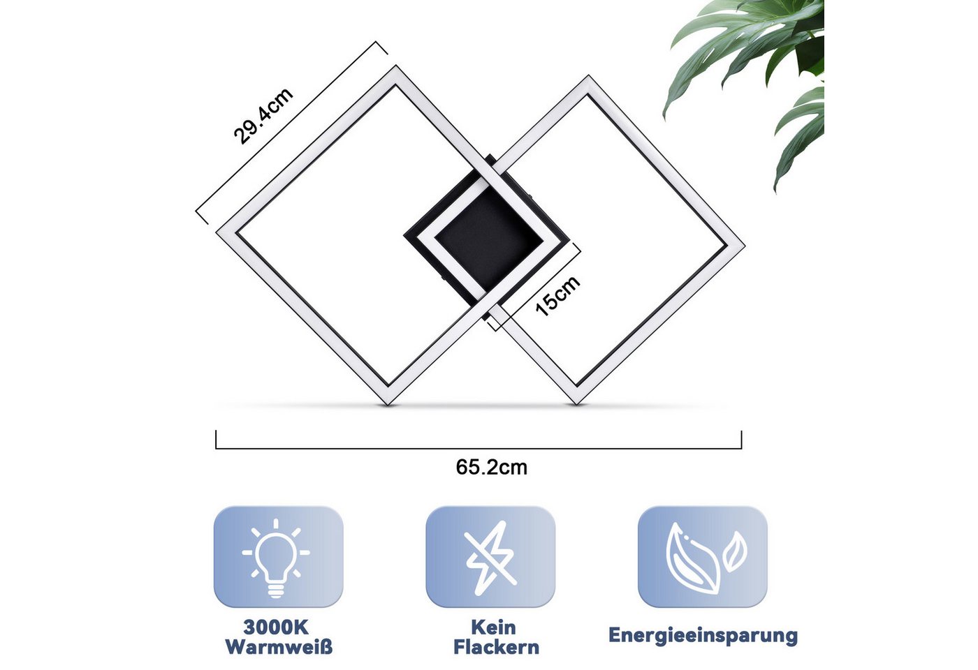 Nettlife LED Deckenleuchte Modern Deckenlampe Wohnzimmerlampe 24W 3000K/4000K, Drehbares, Augenschutz, LED fest integriert, Warmweiß, für Wohnzimmer Küche Flur  – Bild 3 von 5