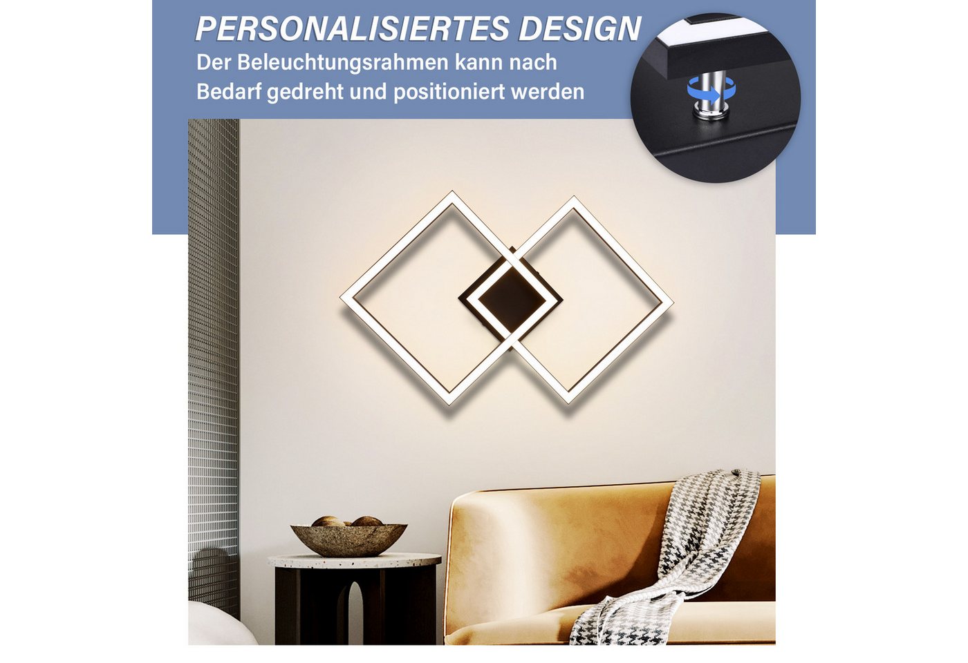Nettlife LED Deckenleuchte Modern Deckenlampe Wohnzimmerlampe 24W 3000K/4000K, Drehbares, Augenschutz, LED fest integriert, Warmweiß, für Wohnzimmer Küche Flur  – Bild 4 von 5