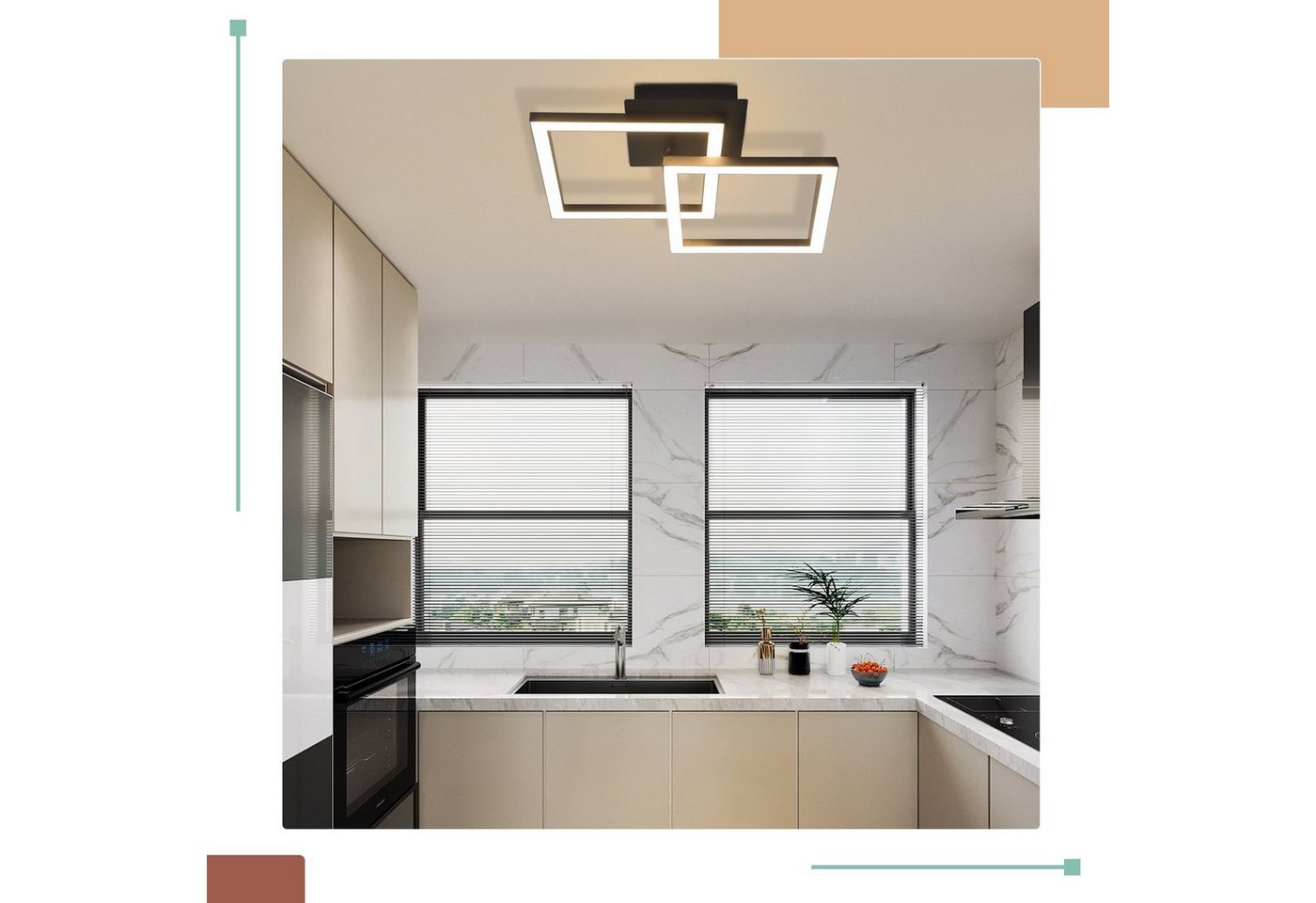 Nettlife LED Deckenleuchte Modern Deckenlampe Wohnzimmerlampe 24W 3000K/4000K, Drehbares, Augenschutz, LED fest integriert, Warmweiß, für Wohnzimmer Küche Flur  – Bild 3 von 5