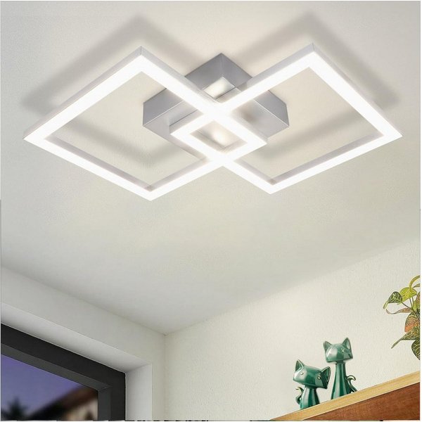 Nettlife LED Deckenleuchte Modern Schwarz/Weiß Eckig Schlafzimmer 24W Metall 3000K/4000K, LED fest integriert, Neutralweiß, Deckenbeleuchtung für Wohnzimmer Flu