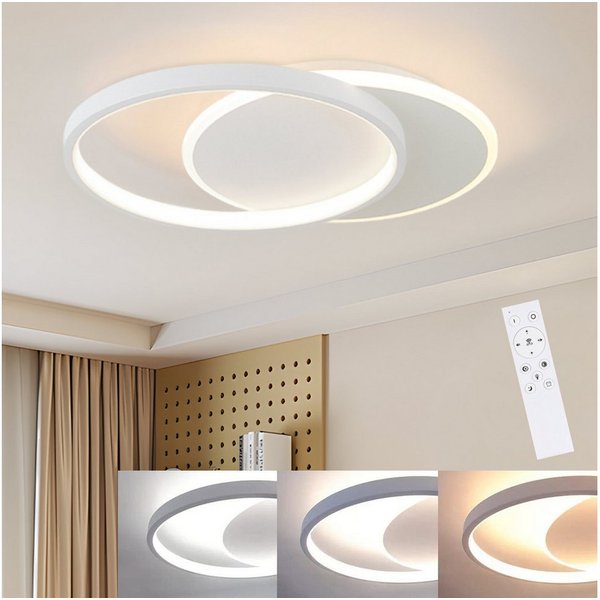 Nettlife LED Deckenleuchte schwarz mit 2 Ring Dimmbar deckenlampe rund, Dimmbar, LED fest integriert, Warmweiß, Kaltweiß, Neutralweiß, Wohnzimmer Schlafzimmer K