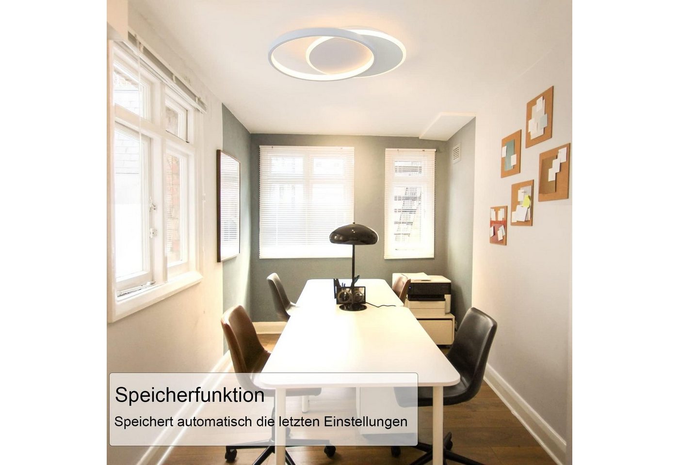 Nettlife LED Deckenleuchte schwarz mit 2 Ring Dimmbar deckenlampe rund, Dimmbar, LED fest integriert, Warmweiß, Kaltweiß, Neutralweiß, Wohnzimmer Schlafzimmer K – Bild 4 von 5