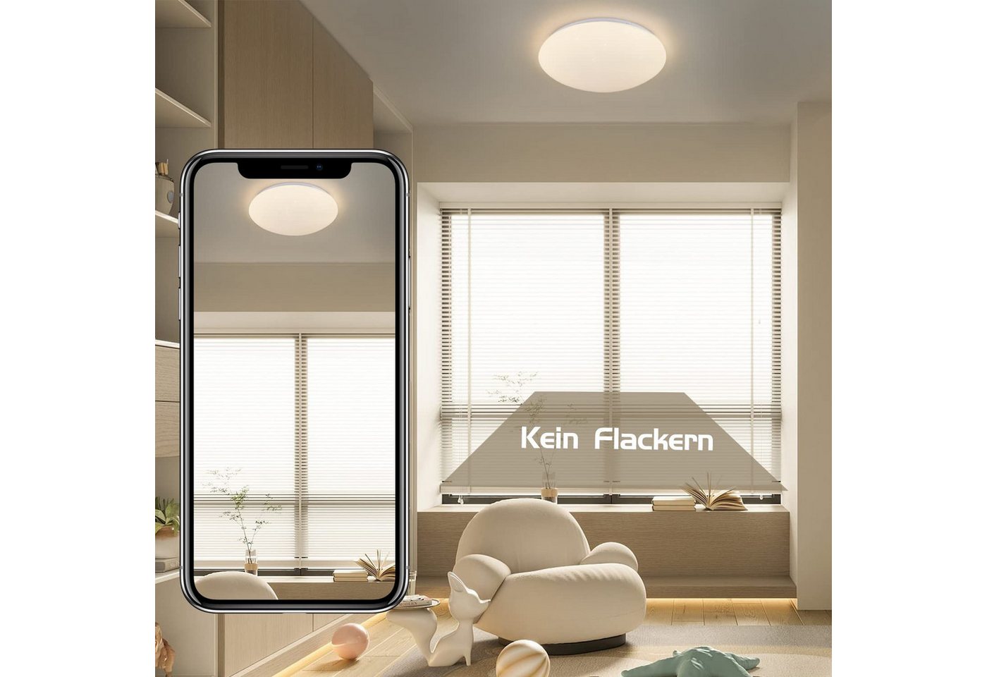 Nettlife LED Deckenleuchte Sternenhimmel Dimmbar mit Fernbedienung 28CM 37W Deckenbeleuchtung, LED fest integriert, Warmweiß, Neutralweiß, Kaltweiß, für Schlafz – Bild 4 von 5