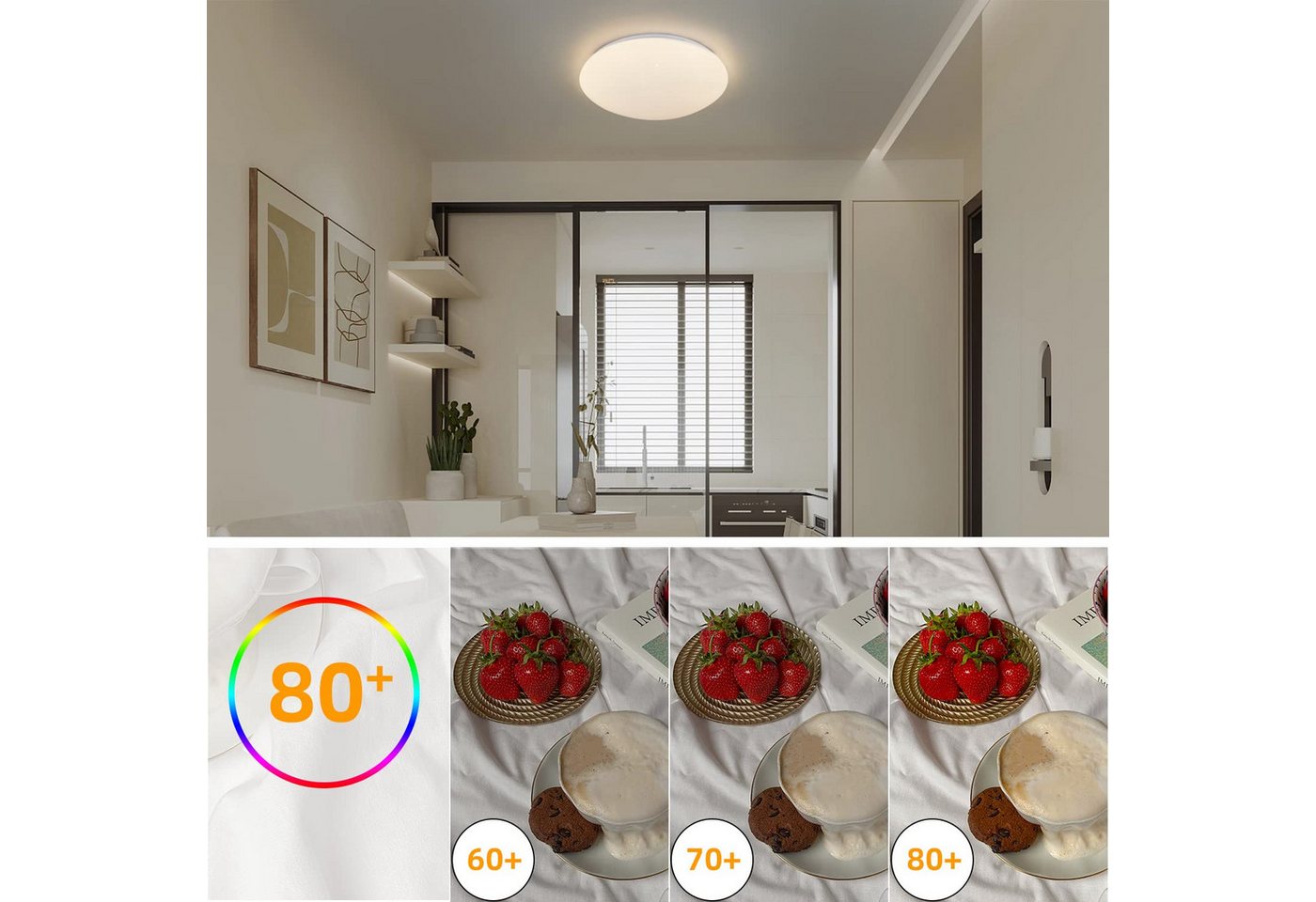 Nettlife LED Deckenleuchte Sternenhimmel Dimmbar mit Fernbedienung 28CM 37W Deckenbeleuchtung, LED fest integriert, Warmweiß, Neutralweiß, Kaltweiß, für Schlafz – Bild 5 von 5