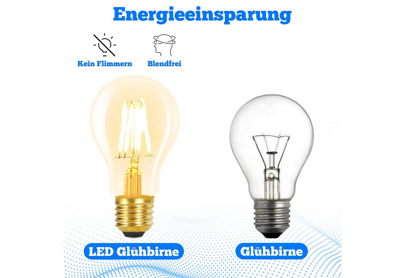 Nettlife LED-Leuchtmittel Glühbirne 6St 4W 2700K E27 Vintage Edison A60 Leuchtmittel, E27, 6 St., Warmweiss – Bild 4 von 5