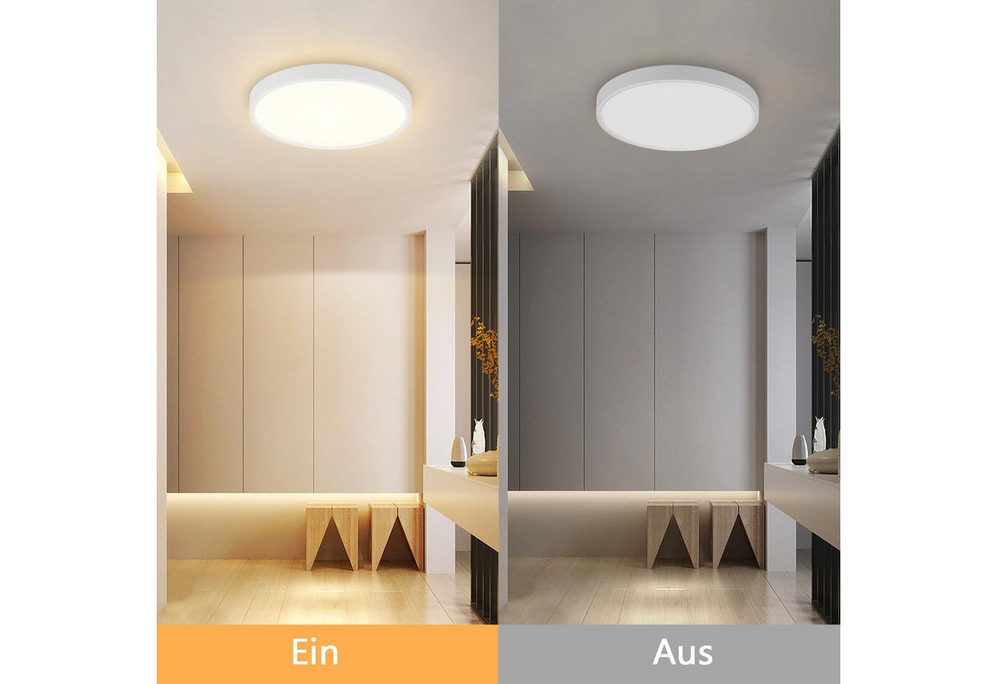 Nettlife LED Panel Ø17cm Warmweiß Panel Integriertes Design, LED fest integriert, Warmweiß, für Flur Küche Schlafzimmer – Bild 4 von 5