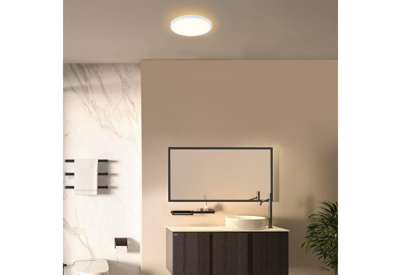 Nettlife LED Panel Deckenleuchte Deckenlampe Ø22cm warmweiß 3000K 15W/18W nicht dimmbar, LED fest integriert, Warmweiß, für Küche Flur Schlafzimmer Badezimmer – Bild 4 von 5