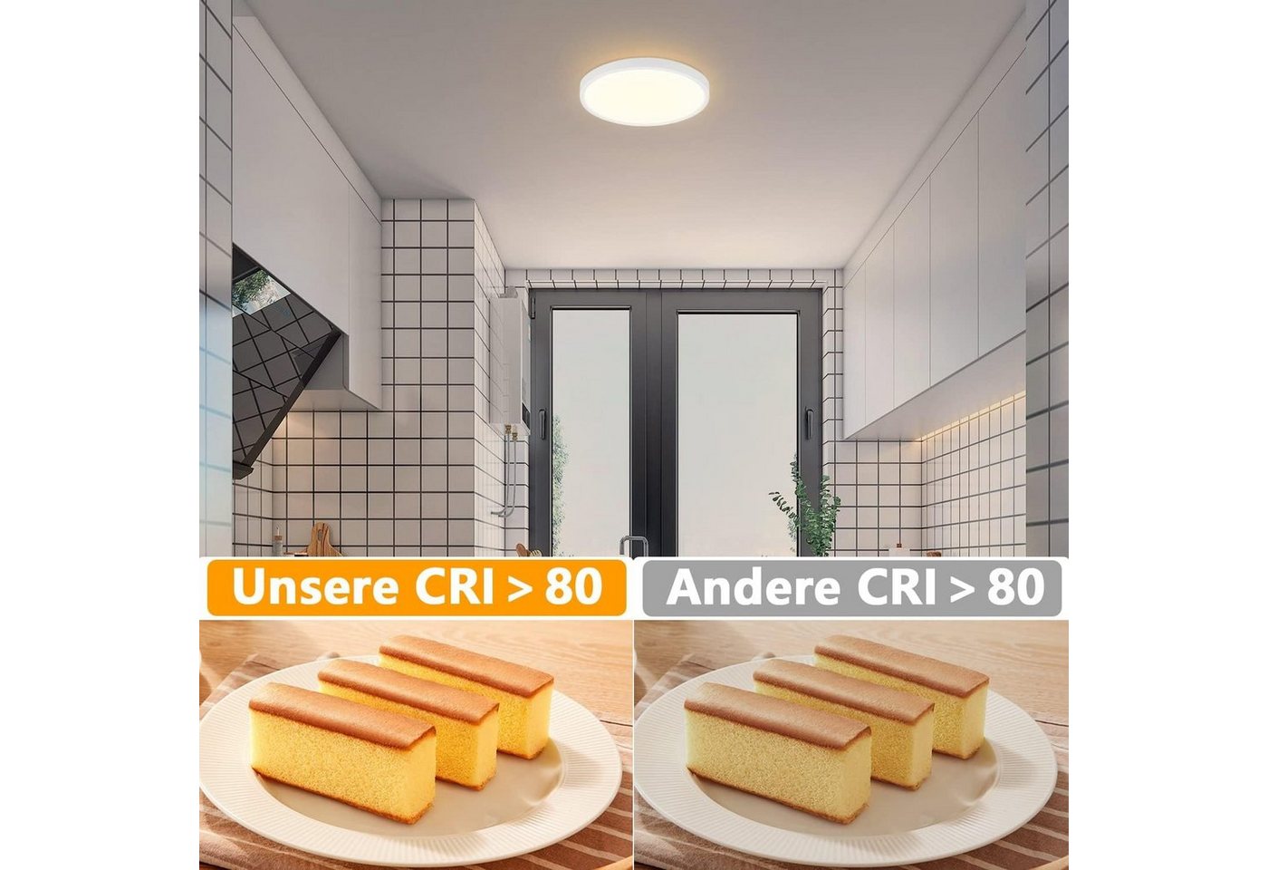 Nettlife LED Panel Deckenleuchte Deckenlampe Ø22cm warmweiß 3000K 15W/18W nicht dimmbar, LED fest integriert, Warmweiß, für Küche Flur Schlafzimmer Badezimmer – Bild 5 von 5