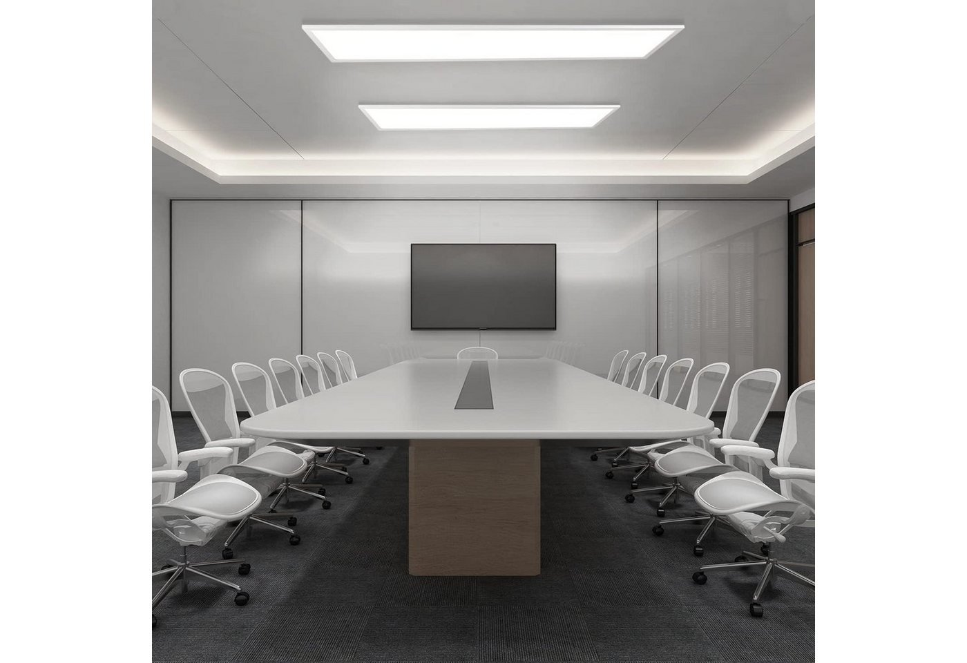 Nettlife LED Panel Deckenleuchte Weiß 120x15 cm Dimmbar mit Fernbedienung 42W/48W, LED fest integriert, Warmweiß, Neutralweiß, Kaltweiß, für Wohnzimmer Schlafzi – Bild 5 von 5
