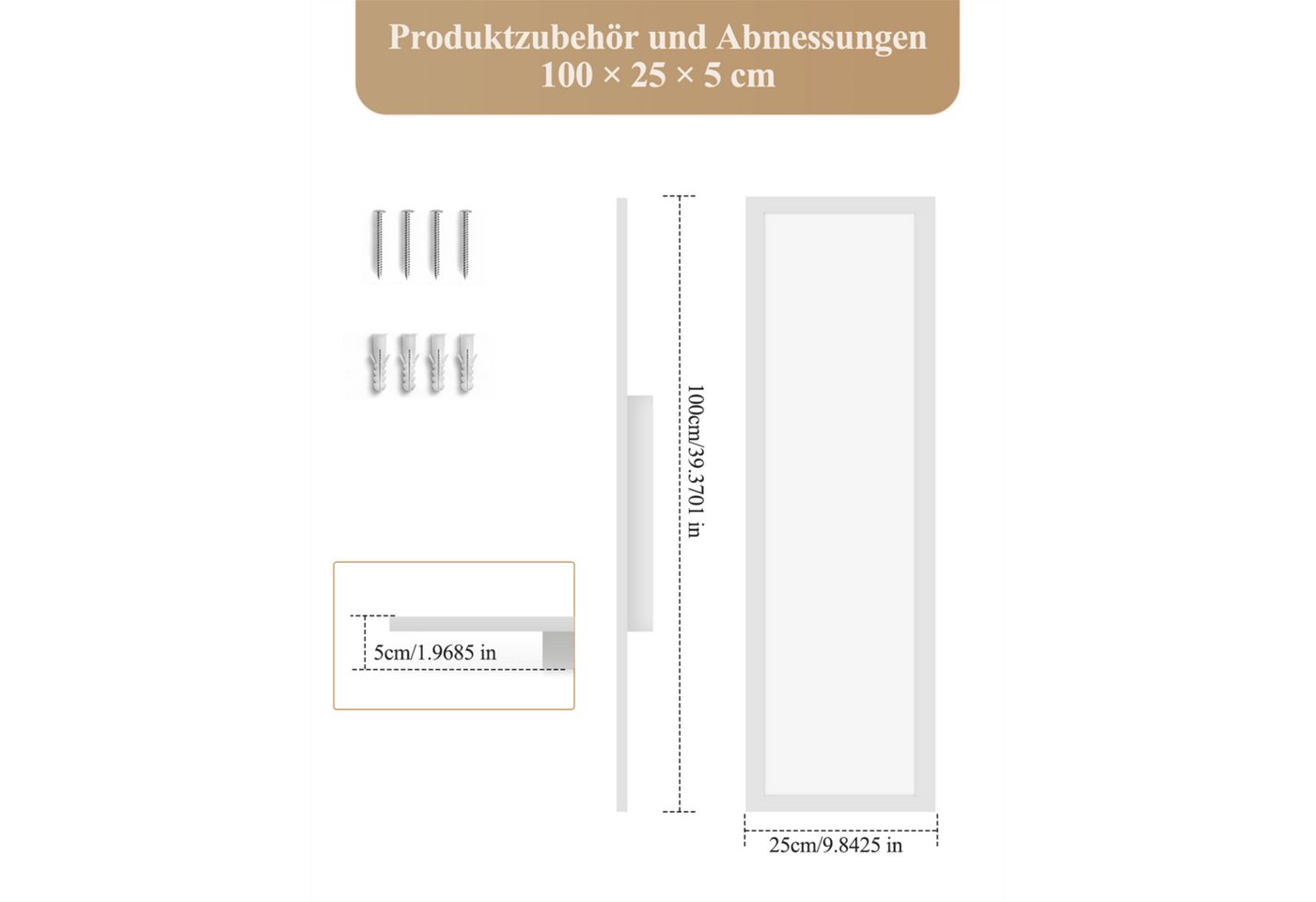 Nettlife LED Panel dimmbar Schwarz/Weiß 100CM 13.5W Fernbedienung flach Deckenleuchte, LED fest integriert, Warmweiß/Neutralweiß/Kaltweiß Farbtemperatur für Woh – Bild 3 von 5
